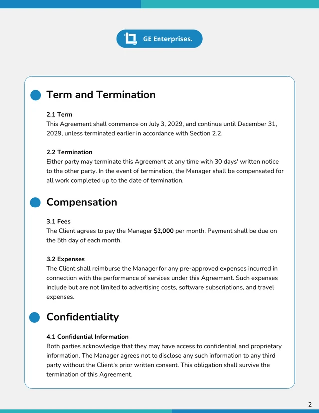 Social Media Manager Contract Template - page 2