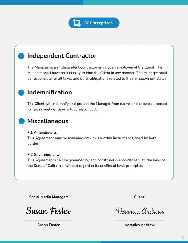 Social Media Manager Contract Template - Seite 3