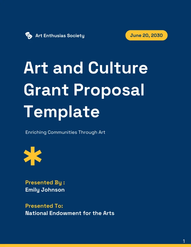 Blue and Yellow Art and Culture Grant Proposals - Page 1