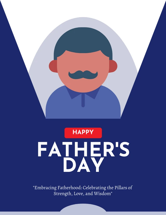 Marineblaue minimalistische Illustration „Happy Fathers Day“-Plakatvorlage