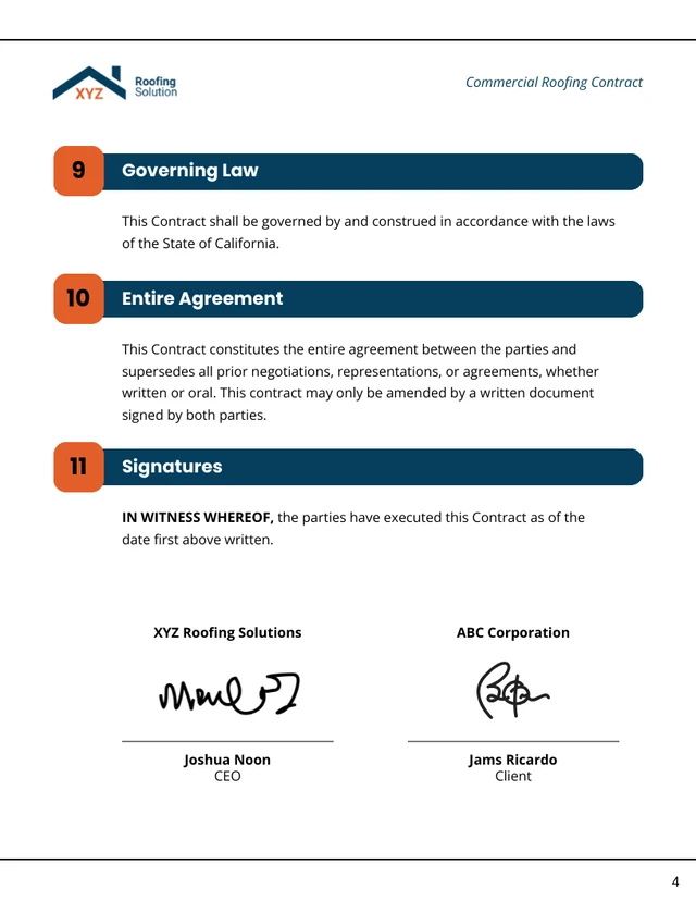 Commercial Roofing Contract Template - page 4