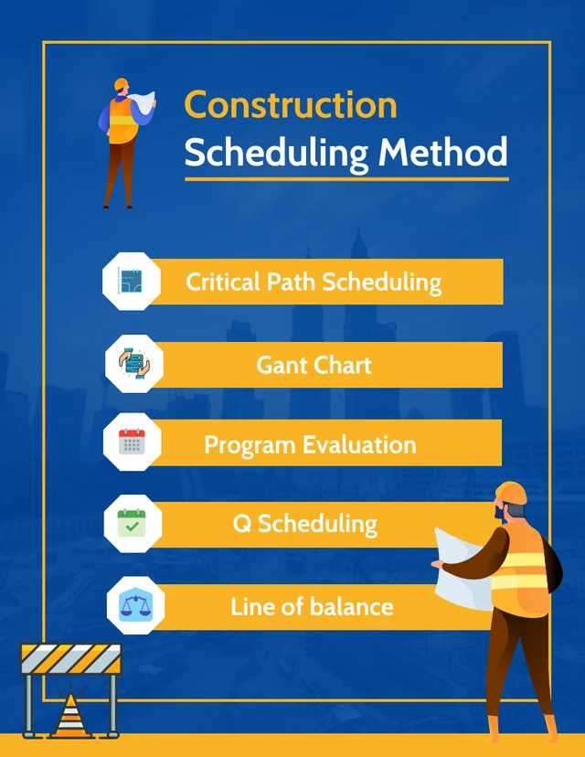 Blue Orange Construction Project Work Schedule Template