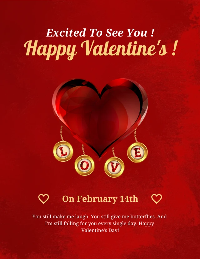 Red Luxury Texture Illustration Happy Valentines Day Poster Template