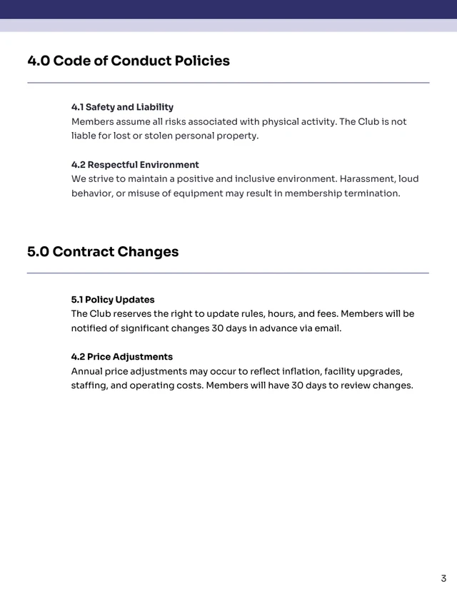 Membership Contract Template - Seite 3