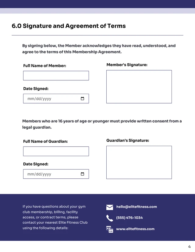 Membership Contract Template - Seite 4