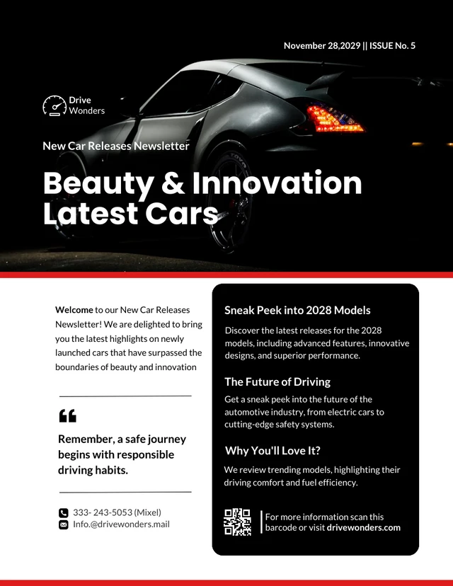 New Car Releases Newsletter Template