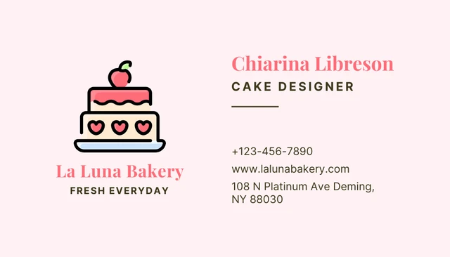 Baby Pink Cute Simple Illustration Bakery Business Card - Page 2