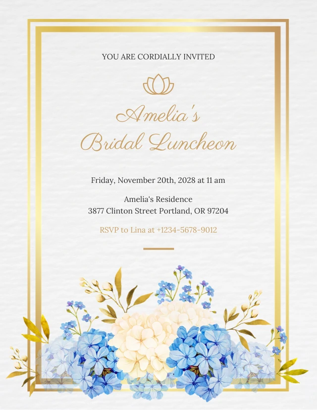 Broken White Modern Luxury Bridal Luncheon Invitation Template