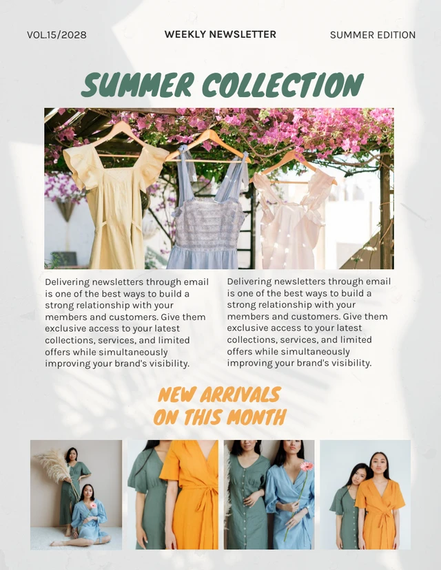Light Grey Minimalist Aesthetic Summer Fashion Newsletter Template