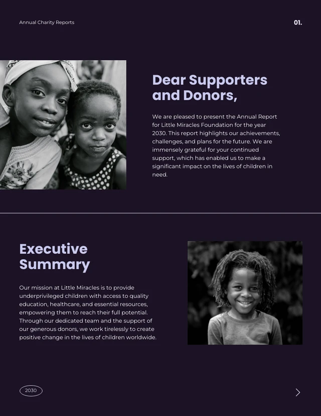 Black Purple and Cream Annual Charity Report - page 2