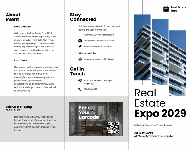 Grey and White Simple Modern Clean Real Estate Event Brochure - Page 1