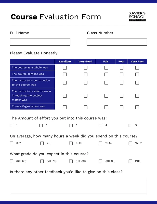Simple Clean Blue and White Education Forms Template