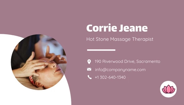 Purple and White Massage Therapist Business Card - Page 2