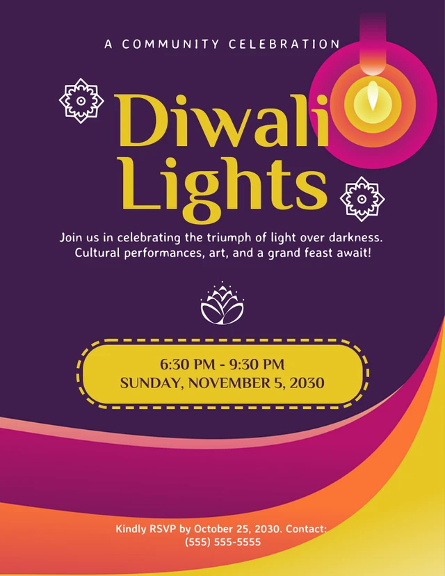 Dark Purple Colorful Diwali Light Poster Template