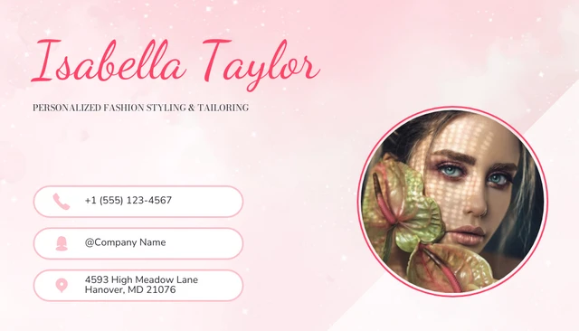Baby Pink Modern Watercolor Fashion Business Card - Seite 2
