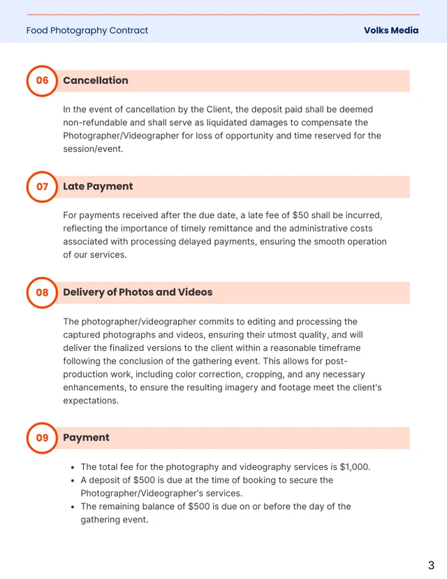 Food Photography Contract - page 3