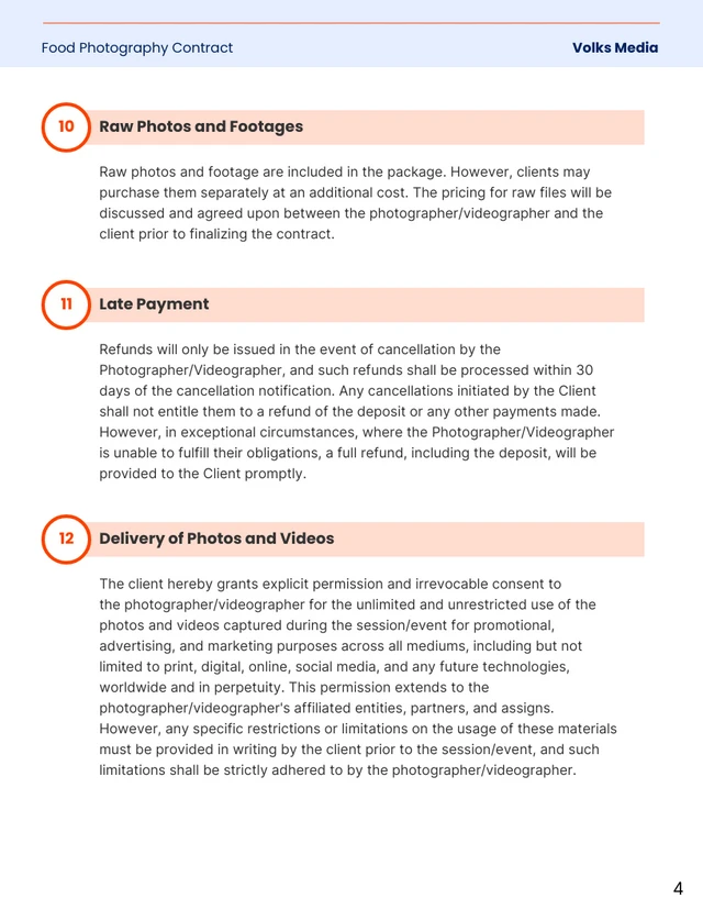 Food Photography Contract - صفحة 4