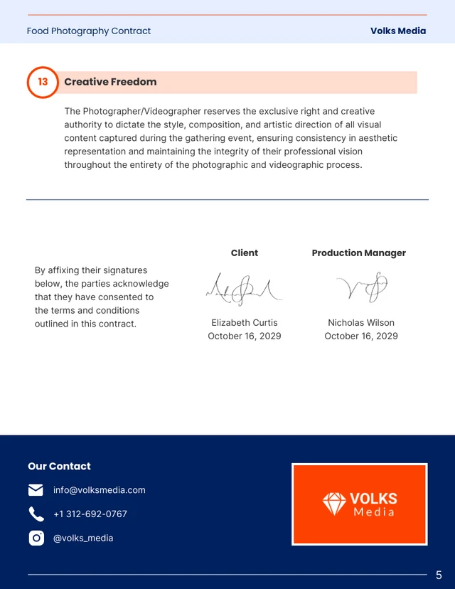 Food Photography Contract - Page 5