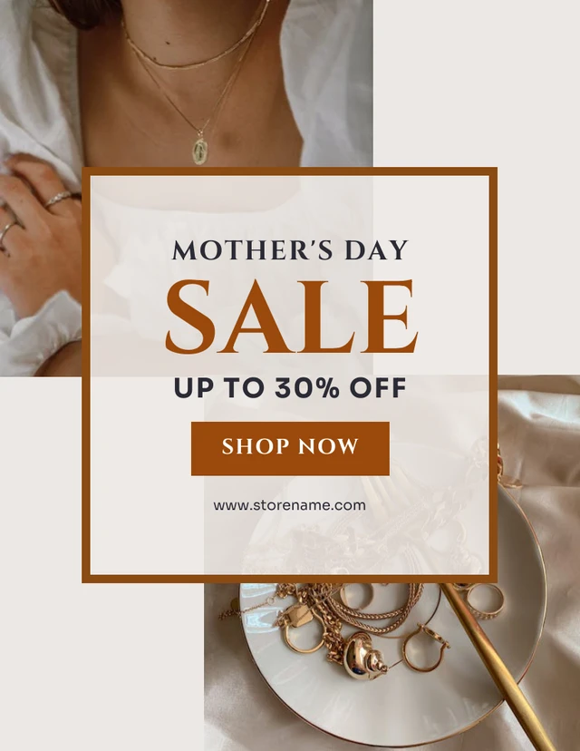 Beige Modern Aesthetic Mothers Day Sale Poster Template