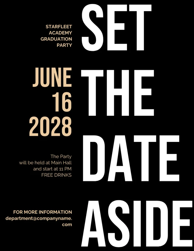 Luxury Black and Gold Set the Date Graduation Party Invitation Template