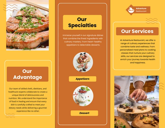 Yellow and Orange Restaurant Tri-fold Brochure - Page 2