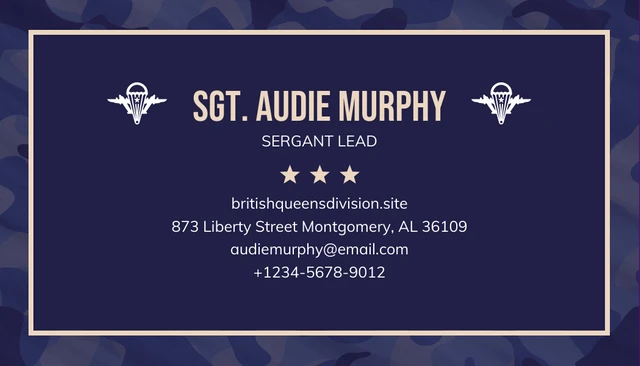 Navy Professional Pattern Military Business Card - Page 2