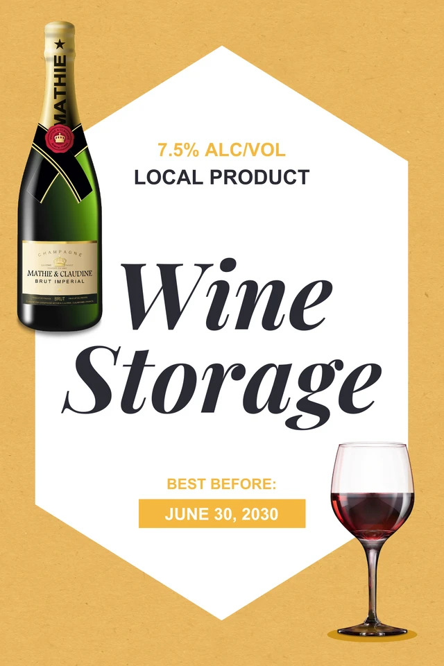 Yellow And White Modern Texture Wine Storage Label Template