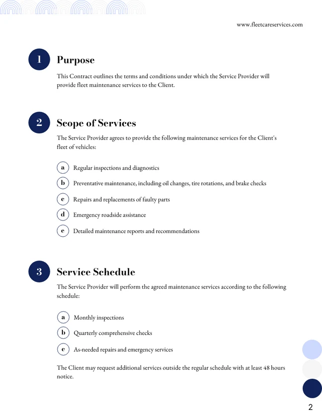 Fleet Maintenance Contract Template - Pagina 2