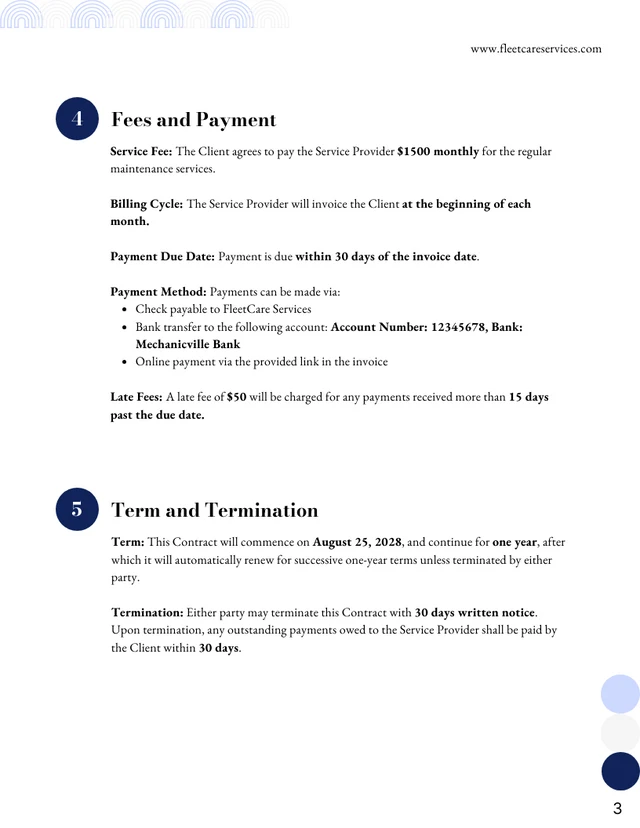 Fleet Maintenance Contract Template - صفحة 3