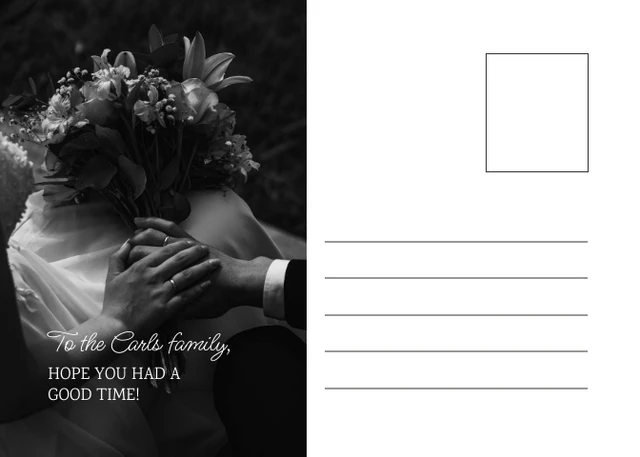 Black And Gold Minimalist Aesthetic Wedding Thank You Postcard - Page 2