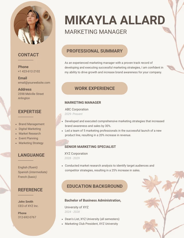 White and Brown Job Resume Template