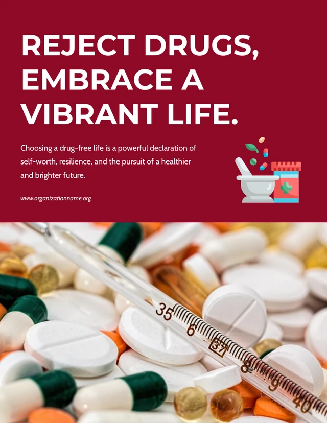 Modèle d'Affiche de sensibilisation aux drogues photo simple rouge et blanc