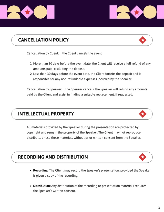 Speaking Contract Template - page 3