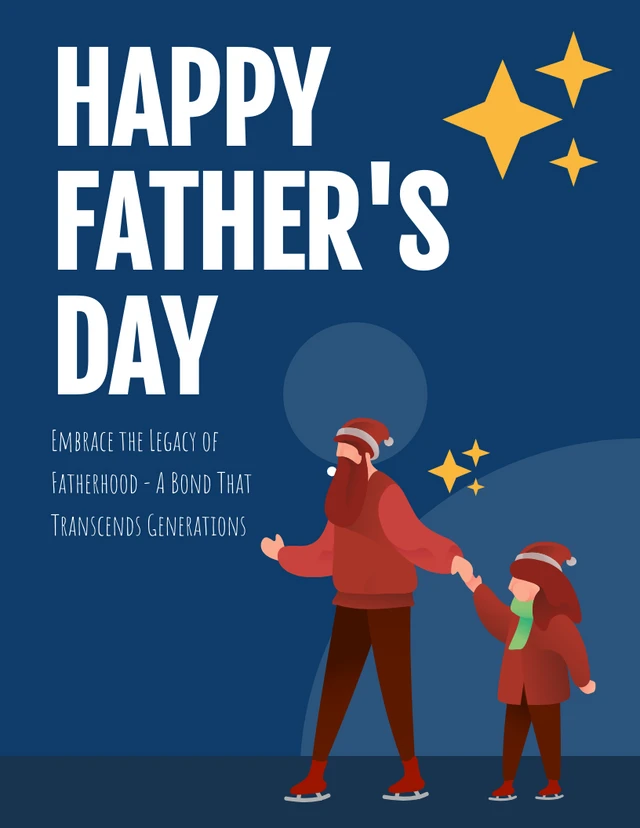 Navy verspielte Illustration Happy Fathers Day Poster Vorlage