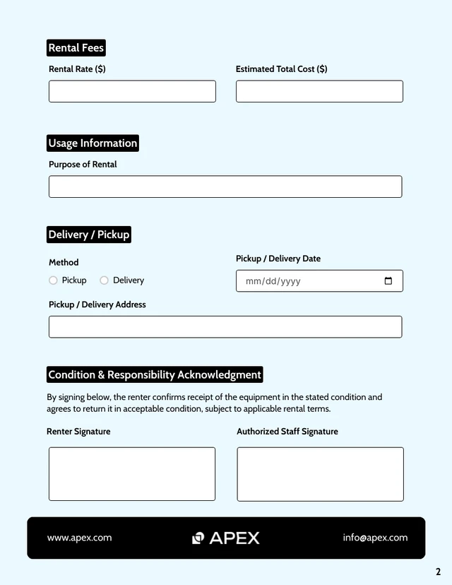Equipment Rental Form Template - Seite 2