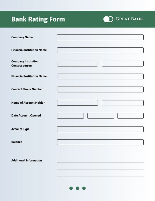 Modèle de formulaire simple de banque verte