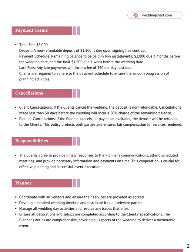 Wedding Planner Contract Template - Pagina 2