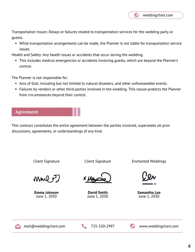 Wedding Planner Contract Template - page 4