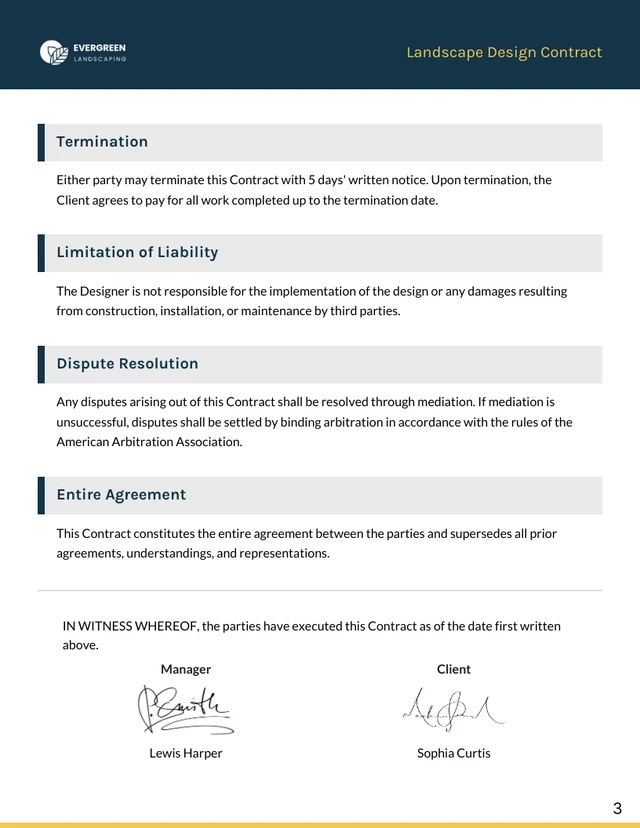 Landscape Design Contract Template - صفحة 3