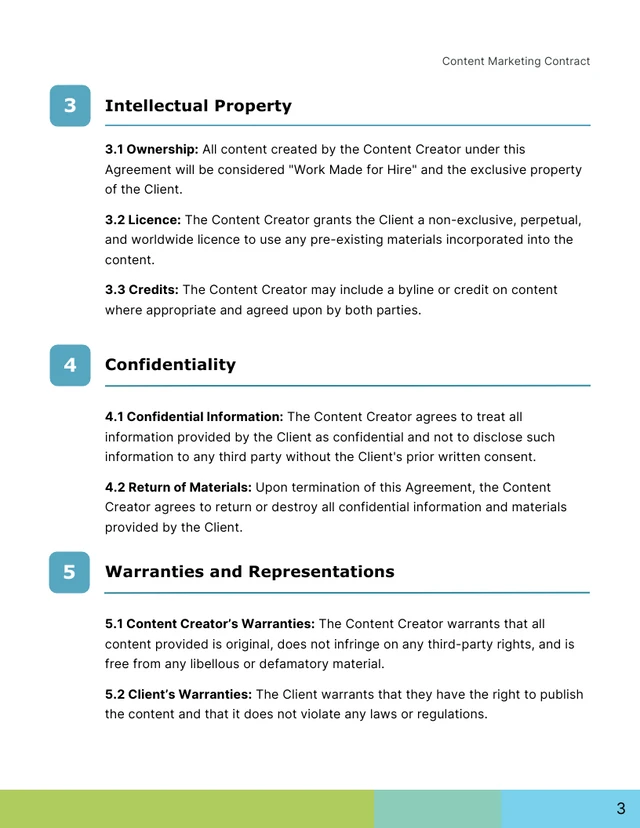 Content Marketing Contract Template - Seite 3