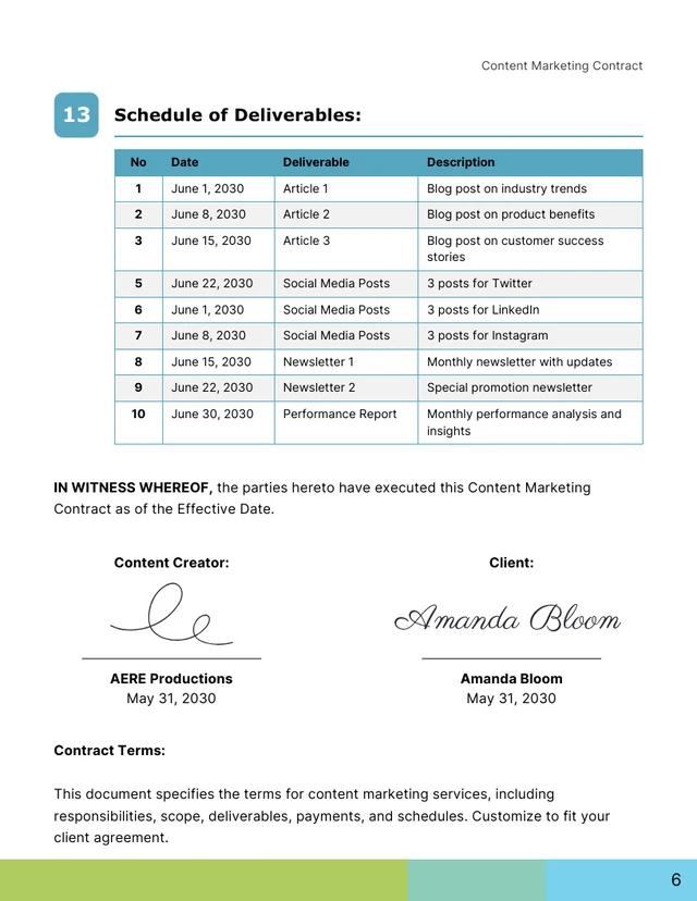 Content Marketing Contract Template - Seite 6