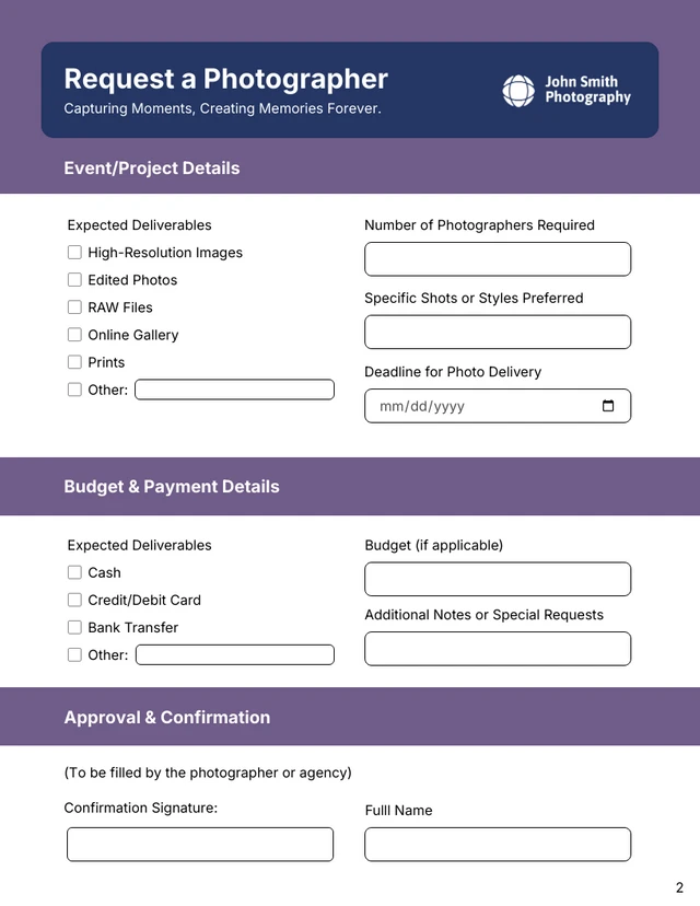 Navy and Purple Request Forms - صفحة 2