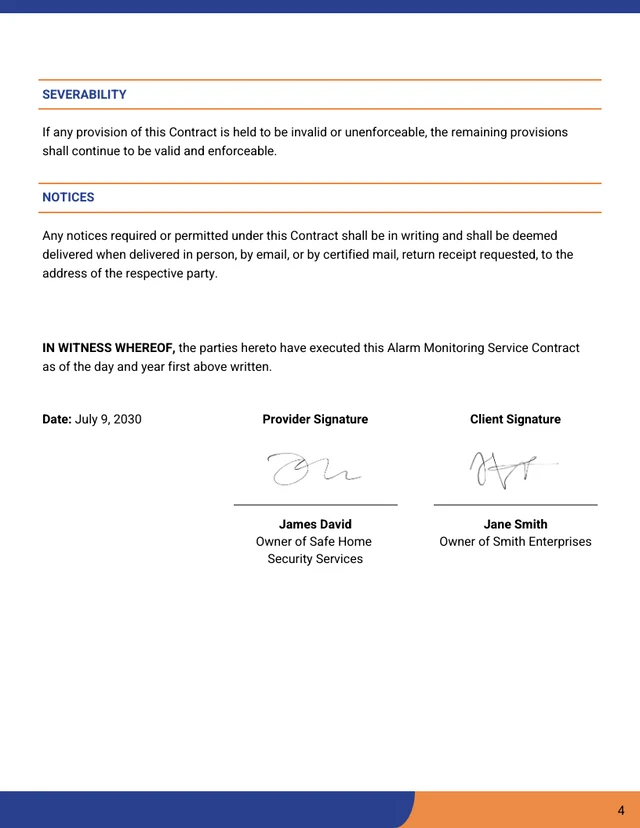 Alarm Monitoring Contract Template - صفحة 4