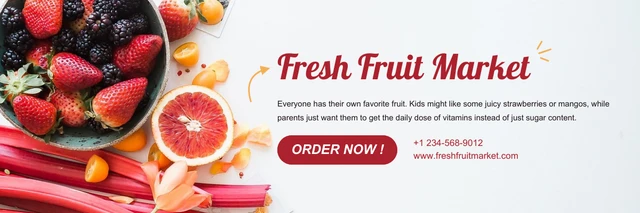 Light Grey And Red Minimalist Fresh Food Banner Template