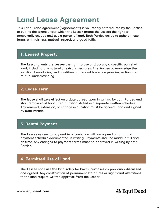 Simple Land Contract Template - Página 1