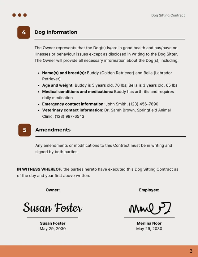 Dog Sitting Contract Template - Página 3