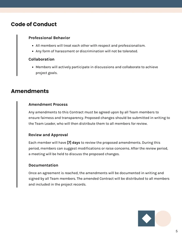 Team Contract Template - Seite 5