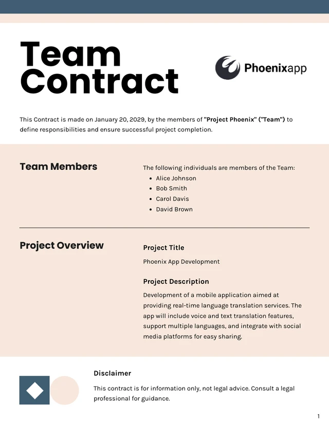 Team Contract Template - Página 1