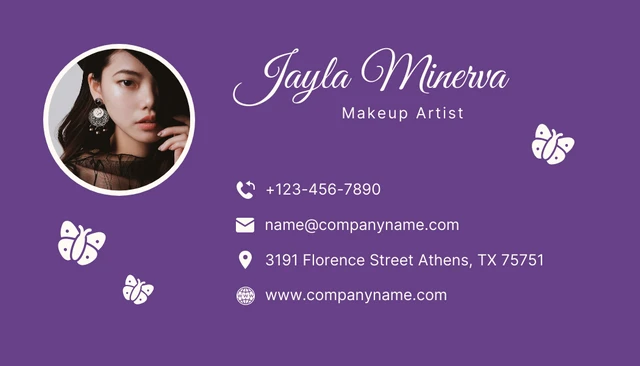 Dark Purple Simple Illustration Make-Up Artist Business Card - Page 2