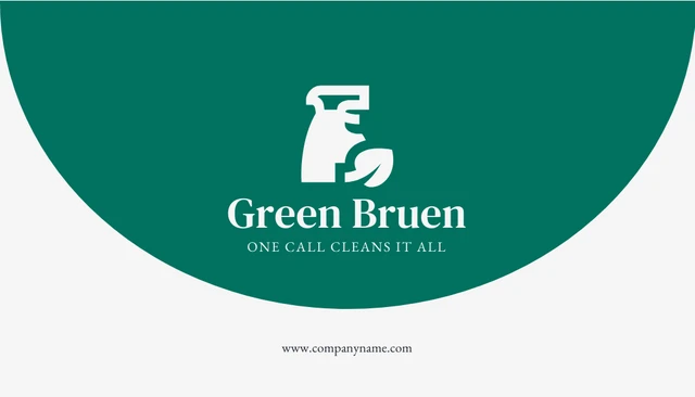 Green And White Minimalist Cleaning Business Card - Page 1